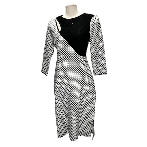 I Heart Ronson Womens Sequin Black & White Pencil Dress Size Medium - Picture 2 of 16